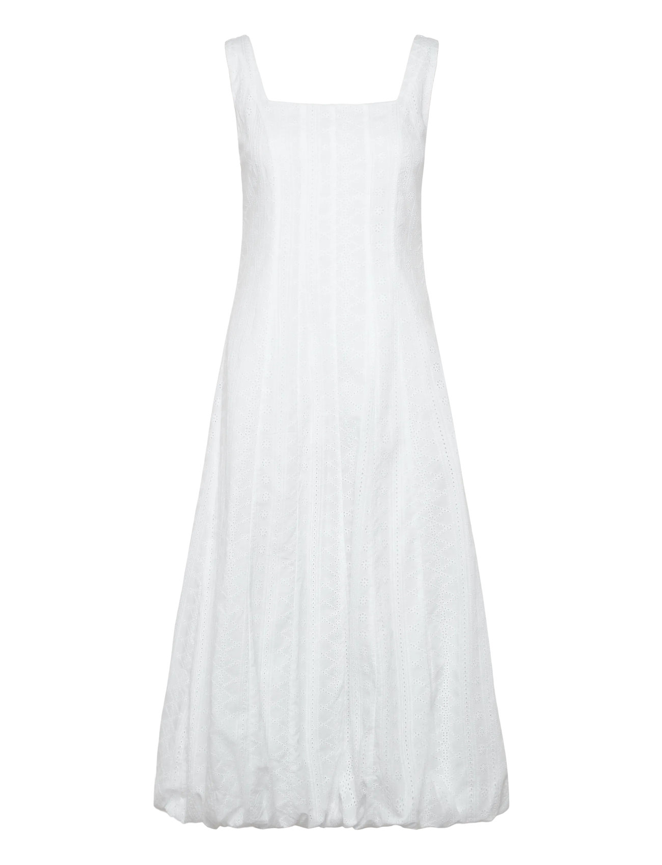 Mango Embroidered Dress With Puffed Hem, M, White, Kjoler > Knælange Og Midi, Dame