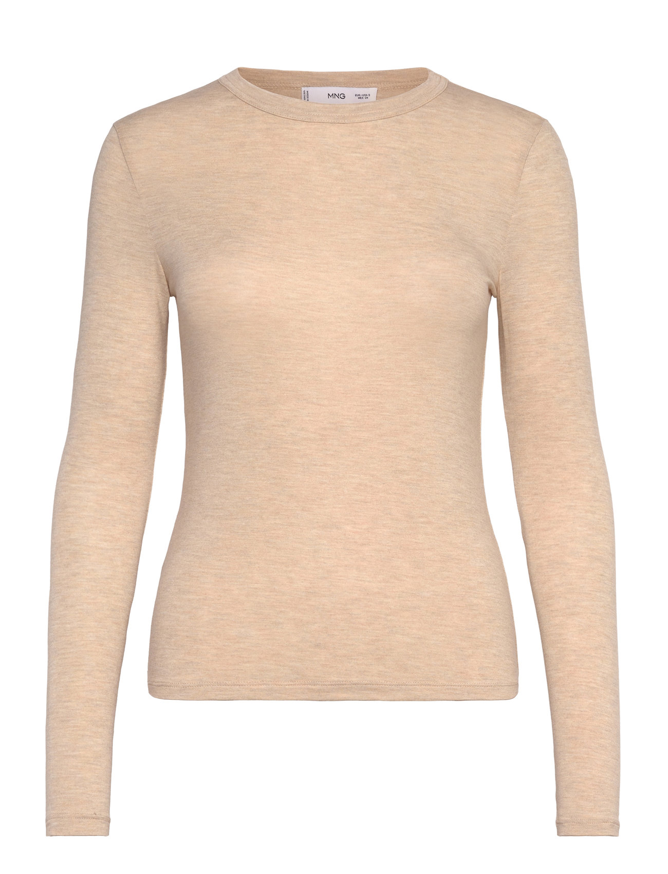 Mango Slim-Fit Long Sleeved T-Shirt Beige