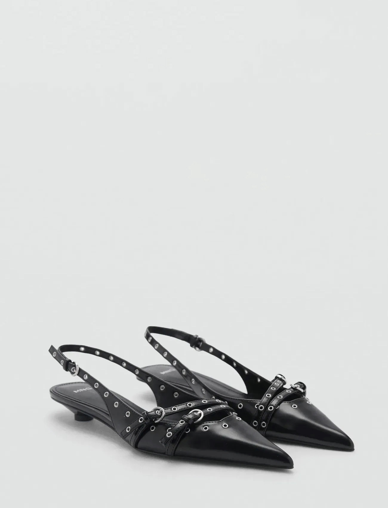 Mango Die-Cut Kitten Sko, 36, Black, Sling Backs > Heeled Slingbacks, Dame