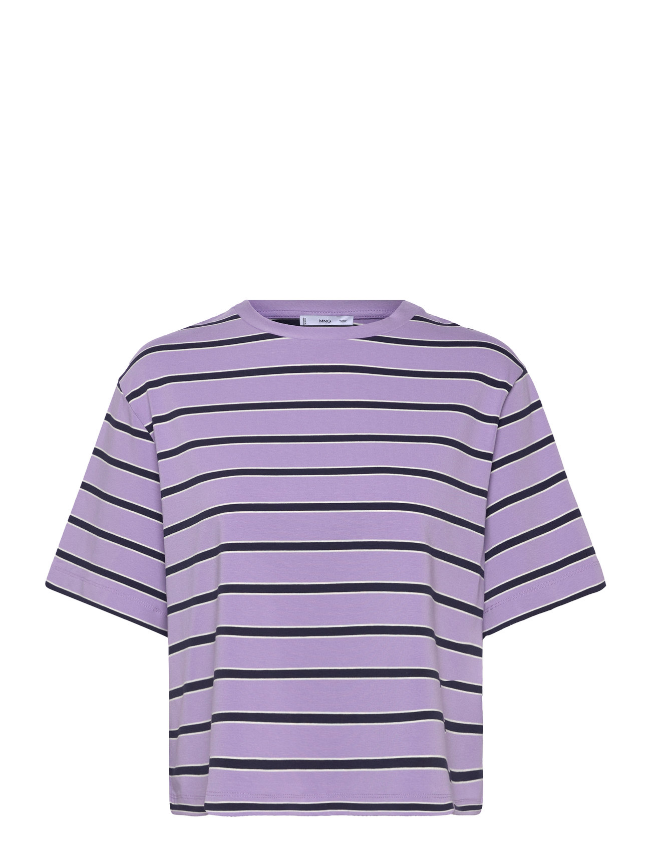MANGO Gestreift Oversized T-Shirt Lila - S - Damen