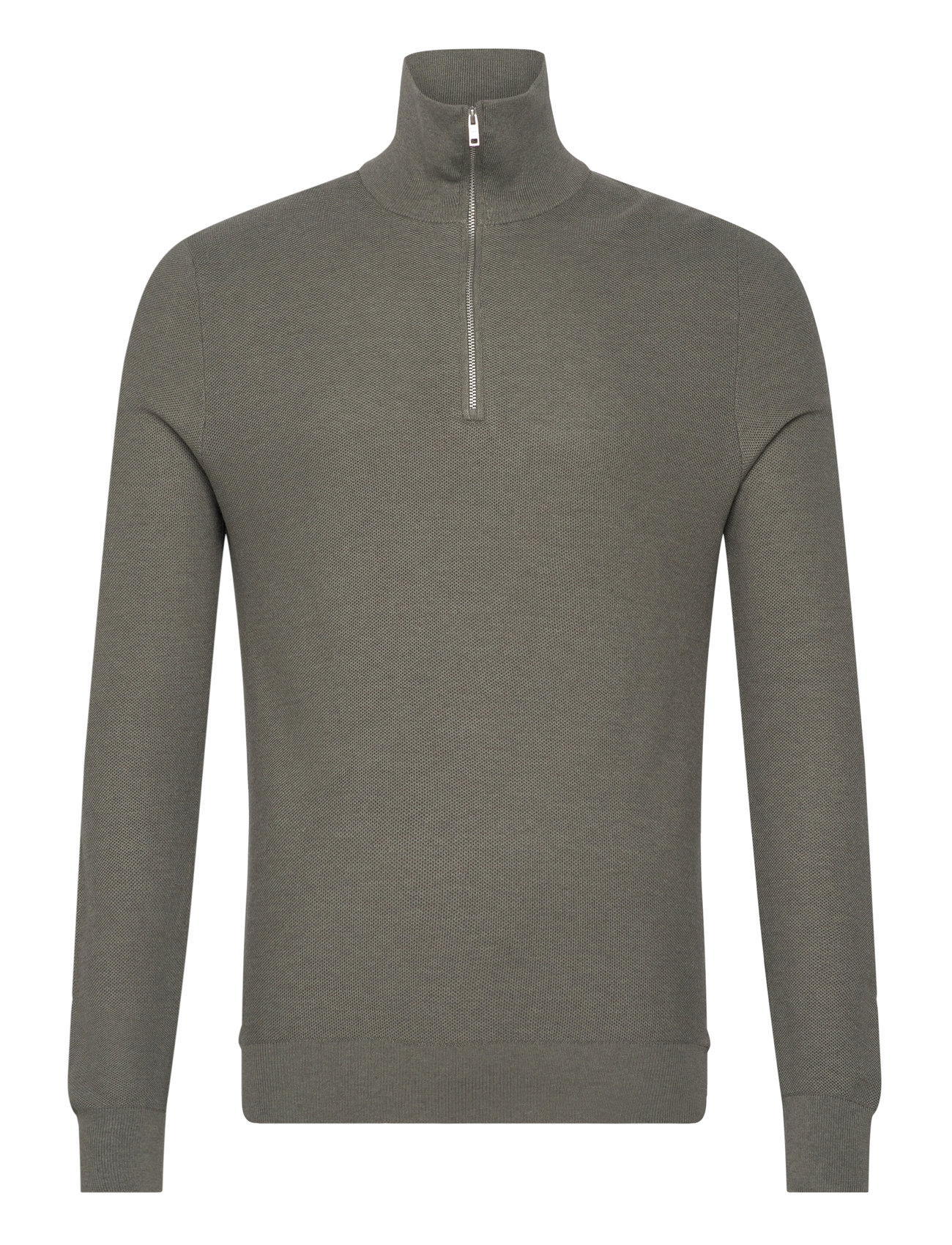 MANGO Microstructure Pullover With Zipper Collar Khaki - M - Herren