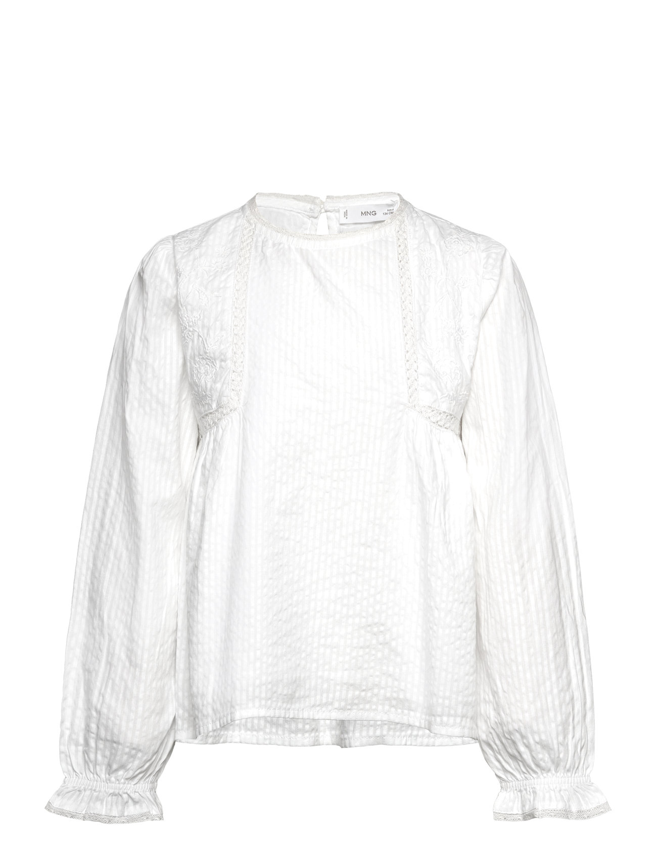 Mango Embroidered Details Blouse, 146, White, Overdele > Bluser & Tunikaer, Børn