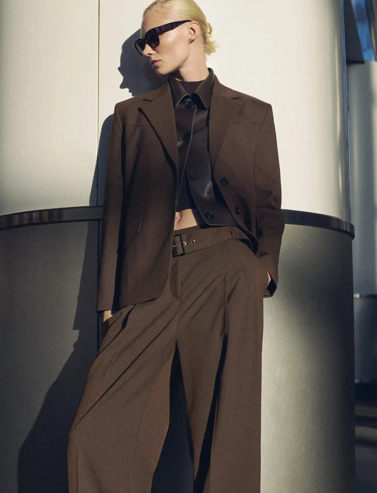 Mango Belt Suit Trousers, 34, Brown, Bukser > Jakkesætsbukser, Dame