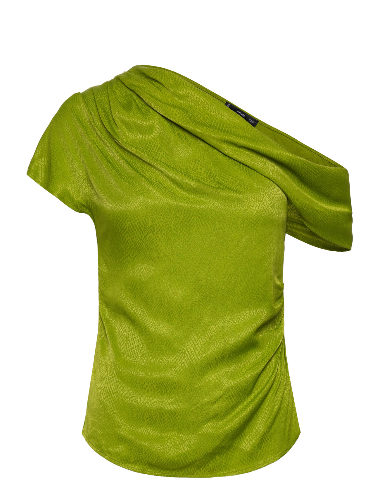 MANGO Satin Bluse With Asymmetrical Neck Grün - M - Damen
