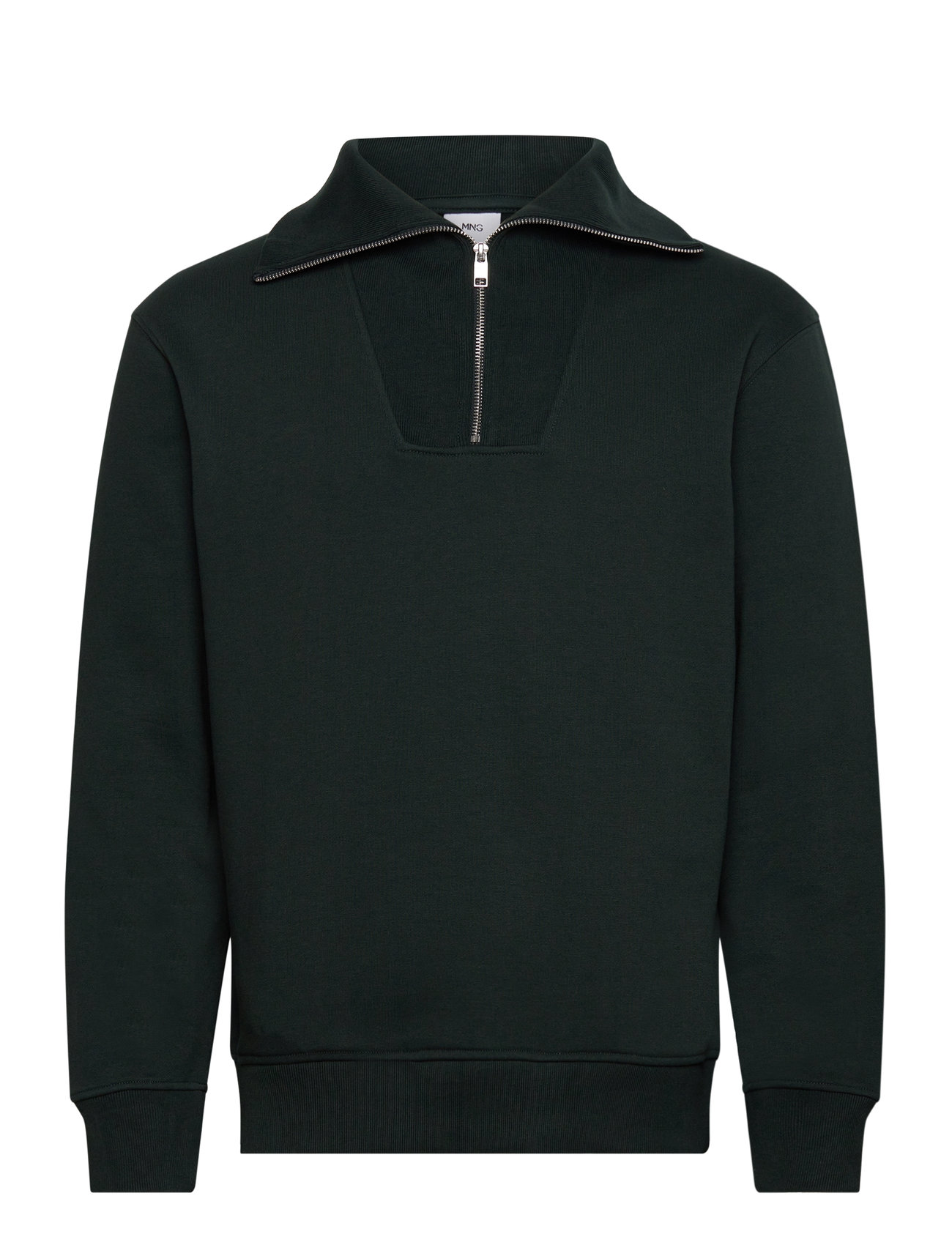 Mango Regular-Fit Zip-Neck Sweatshirt, S, Khaki green, Sweatshirts & Hættetrøjer > Sweatshirts, Herre
