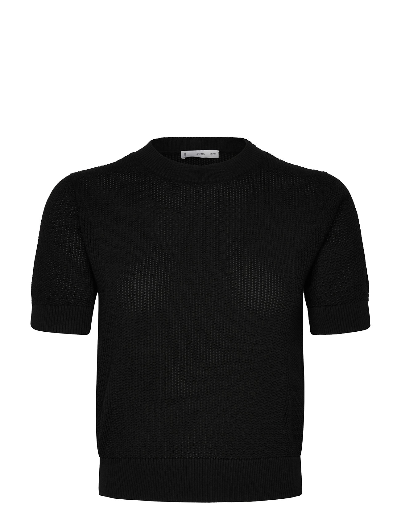 MANGO Kurzärmelig Openwork Strick Pullover Schwarz - XS - Damen