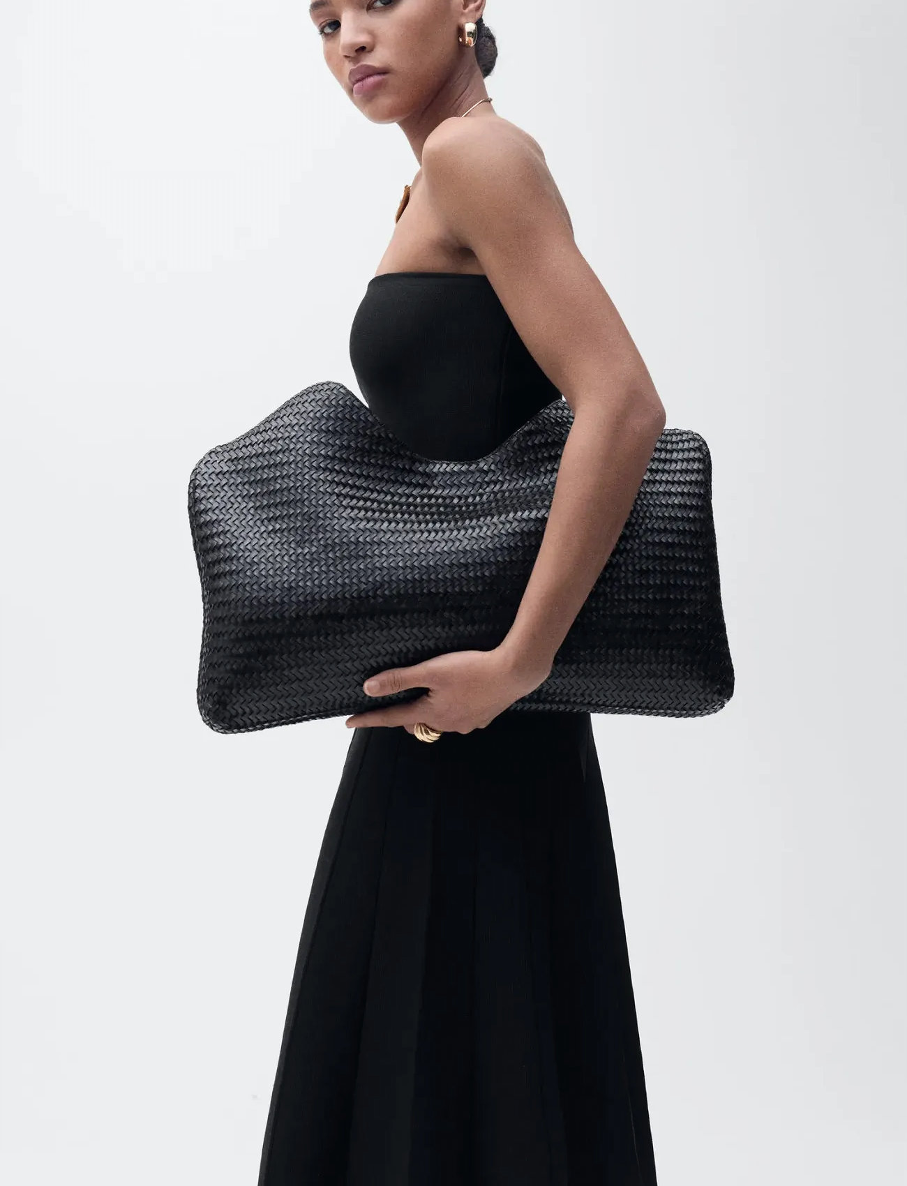 Mango Strapless Flared Knitted Dress, S, Black, Nederdele > Maxi Nederdele, Dame