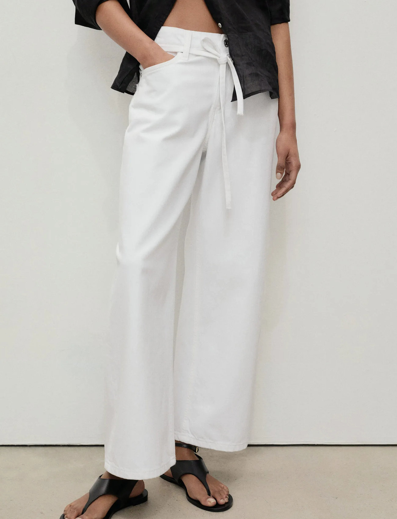Mango Balloon Jeans With Belt, 34, White, Jeans > Vidde, Dame
