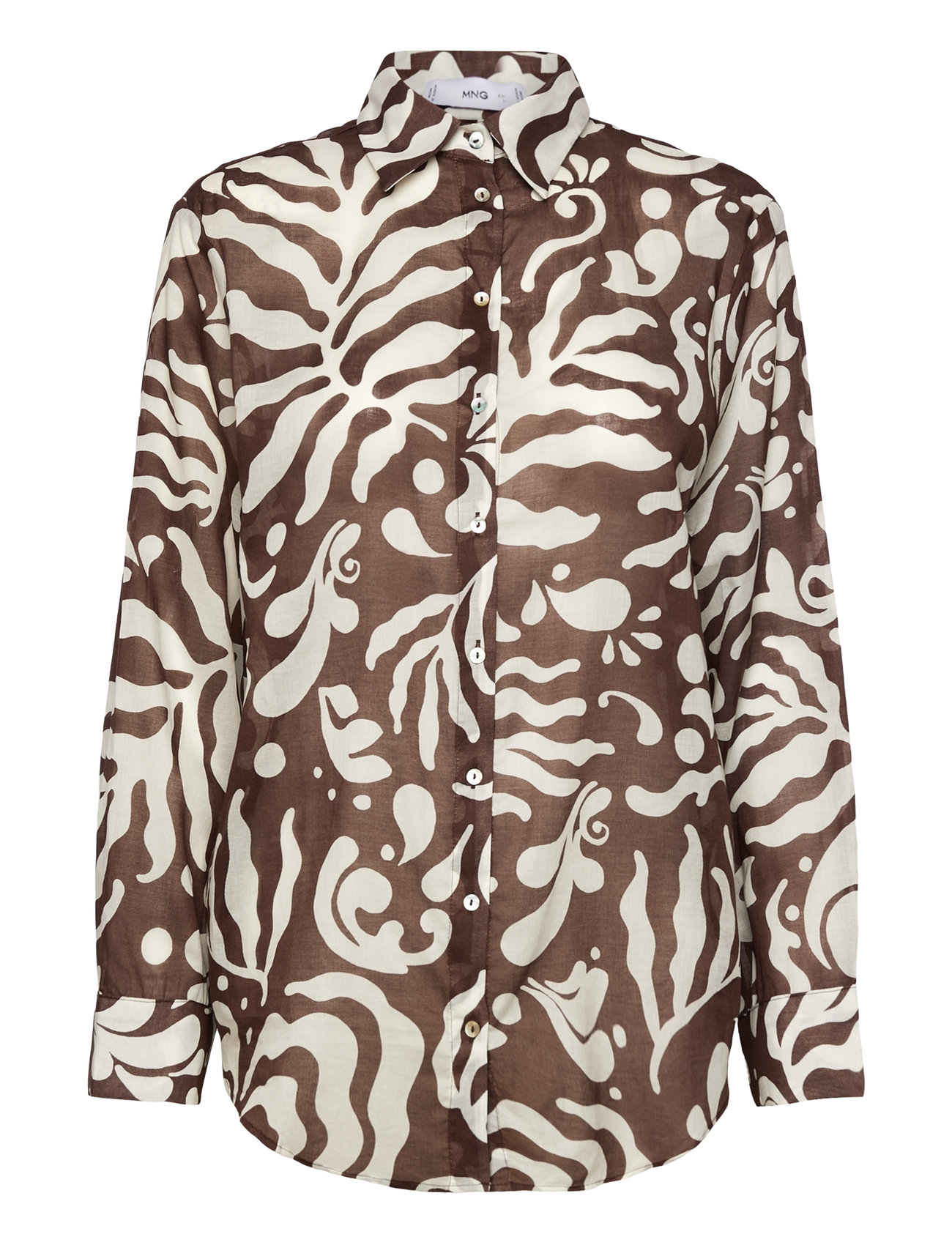 MANGO Printed Baumwolle Shirt Braun - XS - Damen