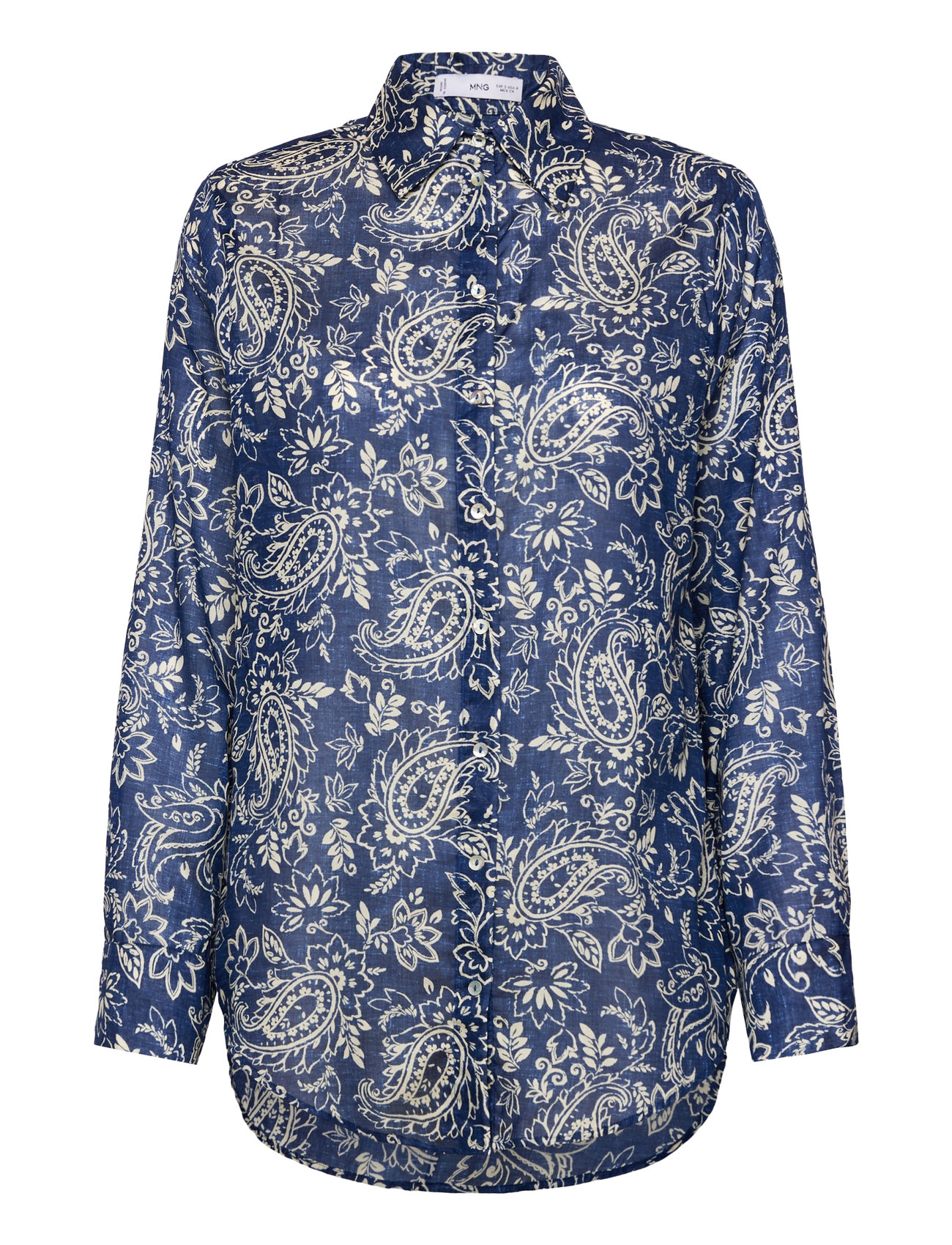 MANGO Printed Baumwolle Shirt Schwarz - XS - Damen