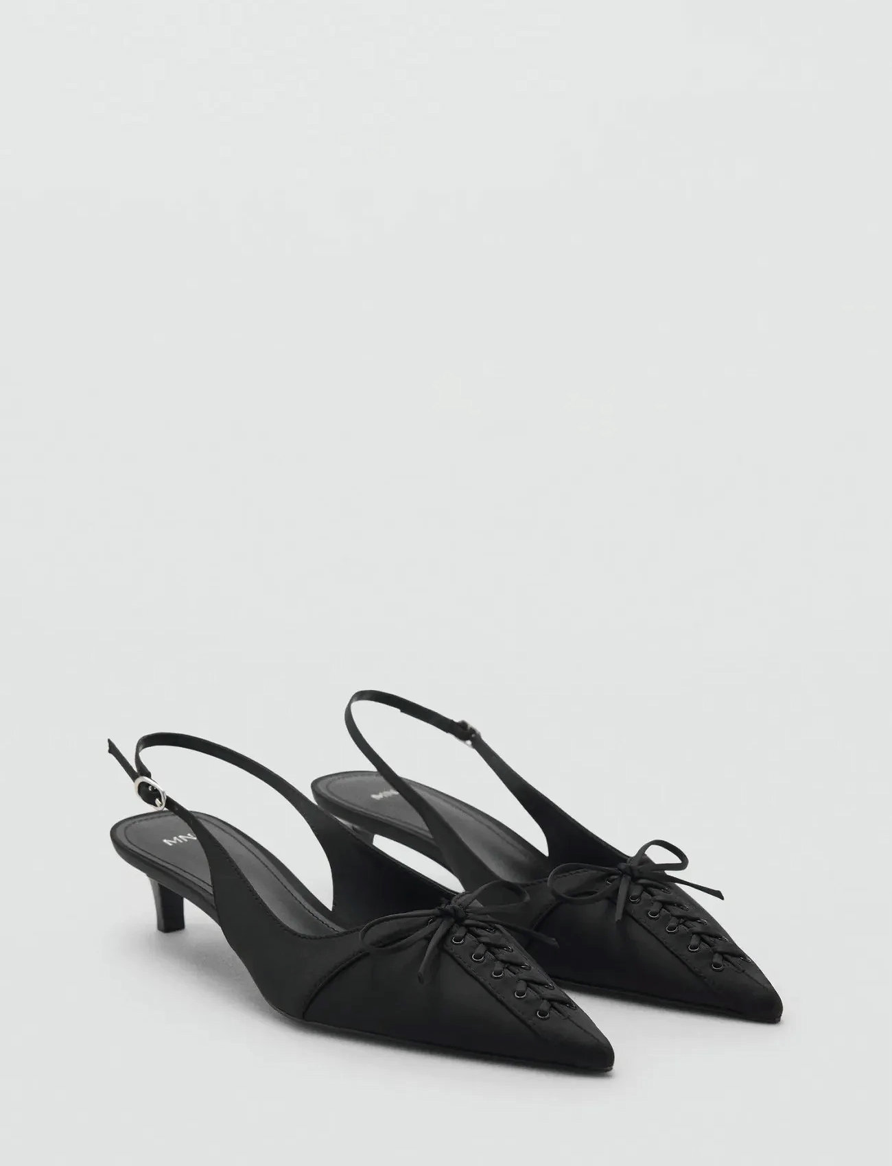 Mango High-Heeled Sko With Pointed Toe And Bow, 40, Black, Sling Backs > Heeled Slingbacks, Dame