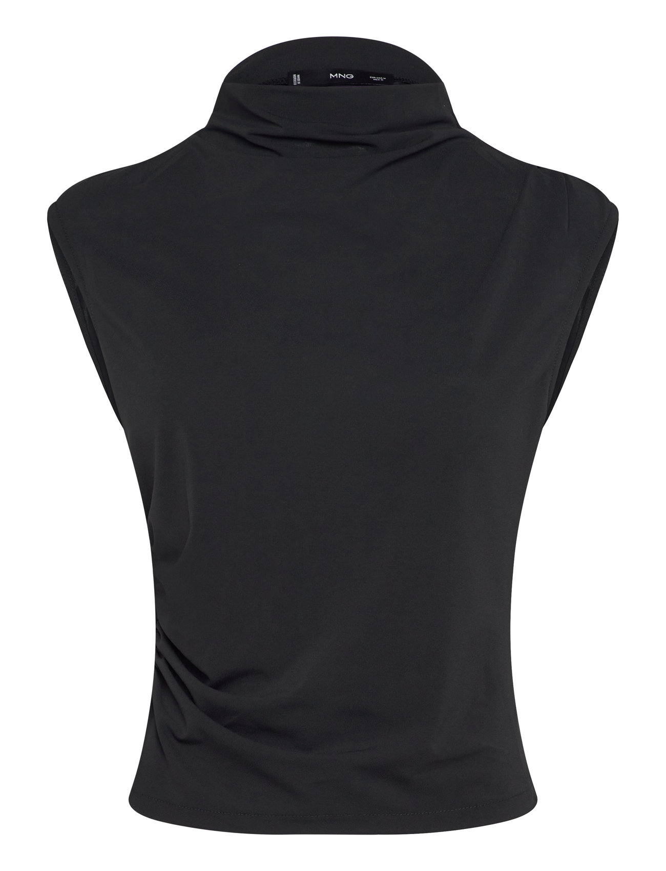 MANGO Fine-Knit Draped Oberteil Schwarz - XS - Damen