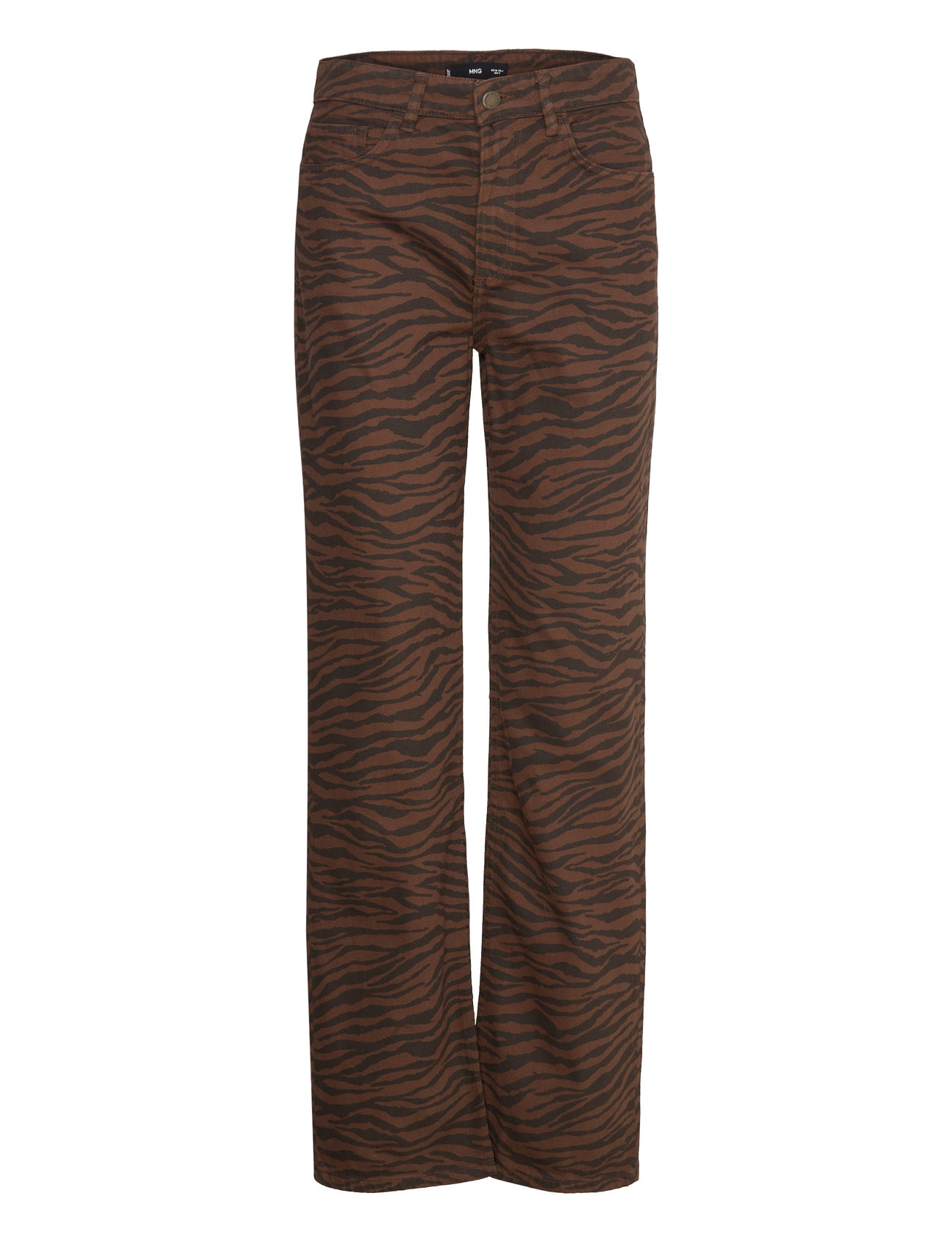 Mango Zebra-Print Straight-Fit Jeans Brun