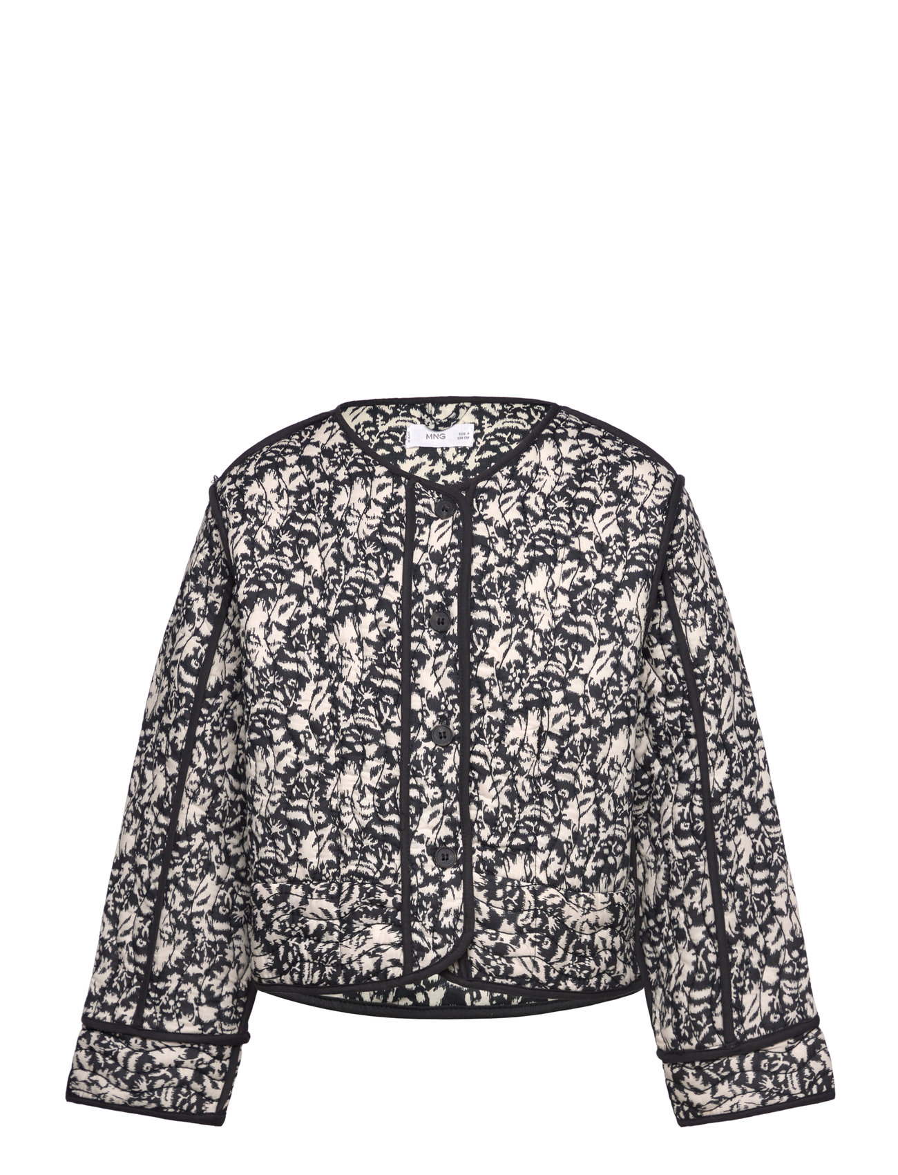 Printed Quilted Jacket Outerwear Jackets & Coats Quilted Jackets Black Mango