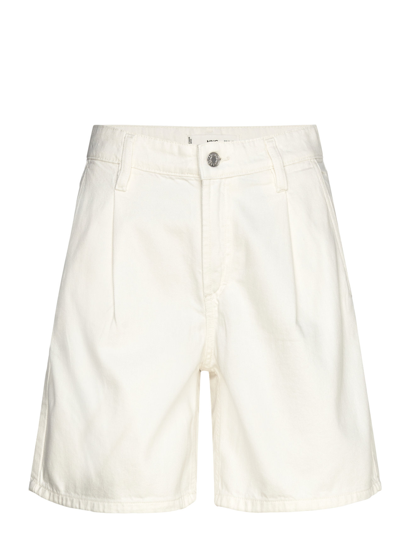 MANGO Mid-Rise Denim Bermuda Shorts With Pleats Weiß - 32 - Damen