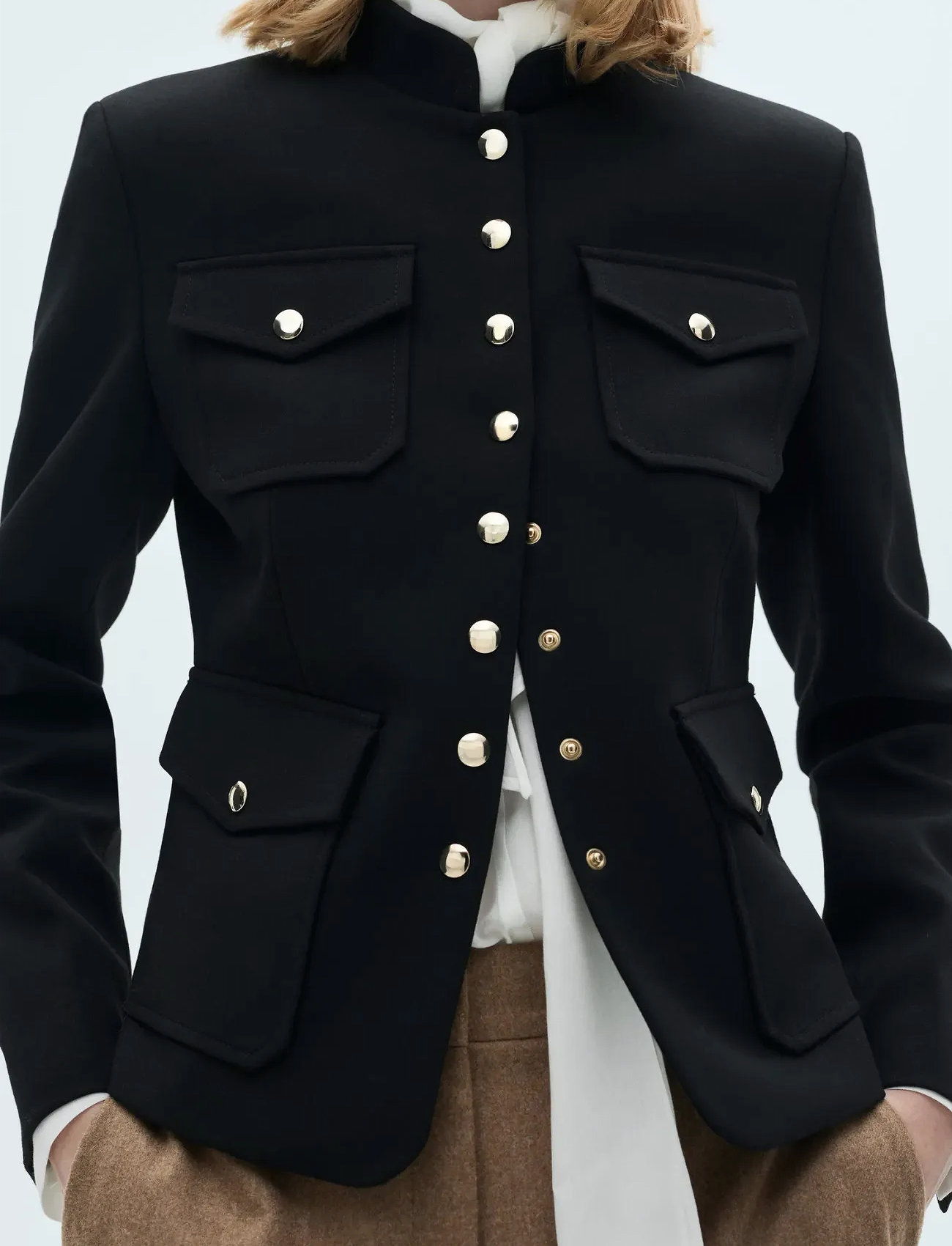 Mango Jacket Pockets With Button Detail, XS, Black, Blazere > Enkeltradede Blazere, Dame