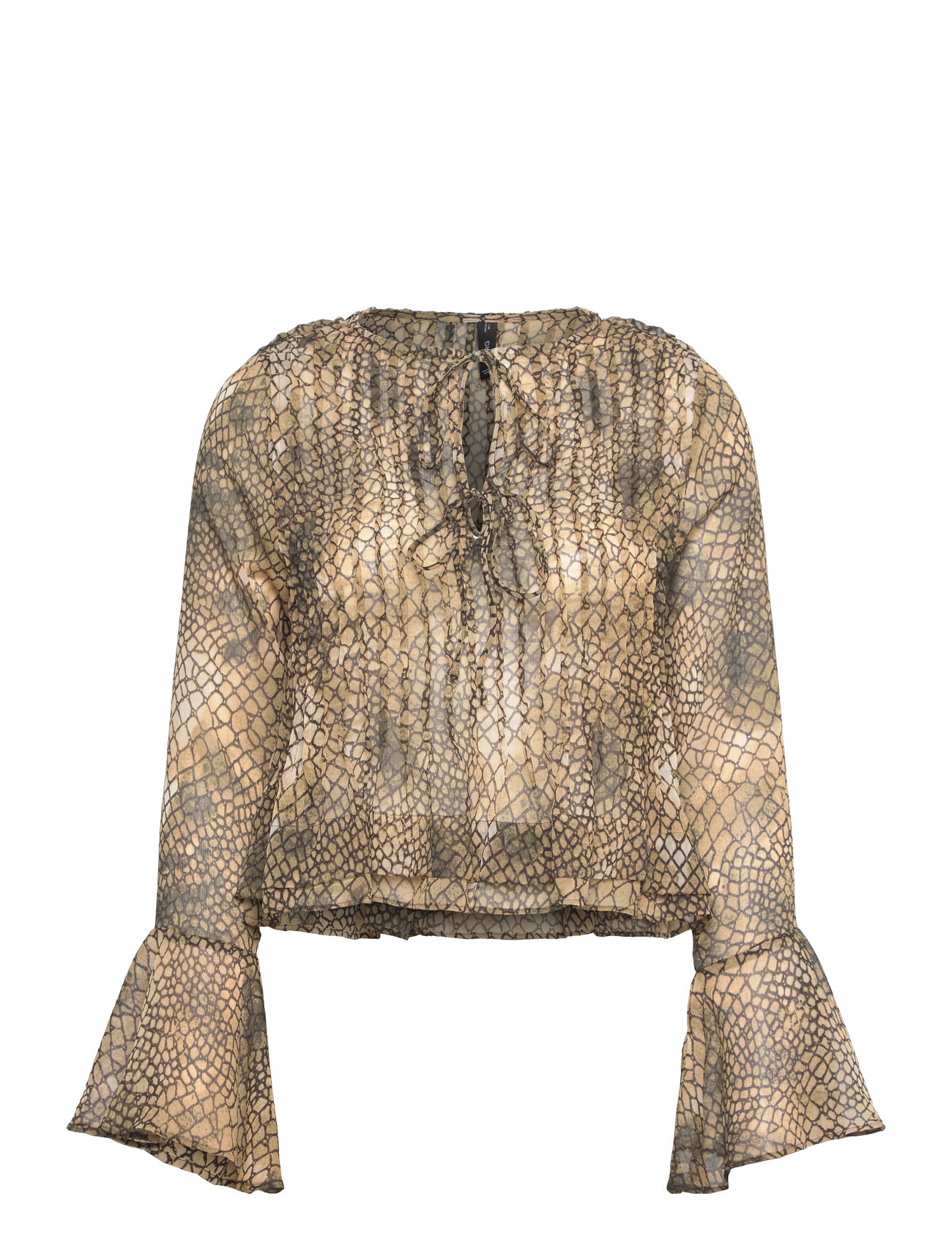 MANGO Puffed-Sleeve Printed Shirt Beige - L - Damen