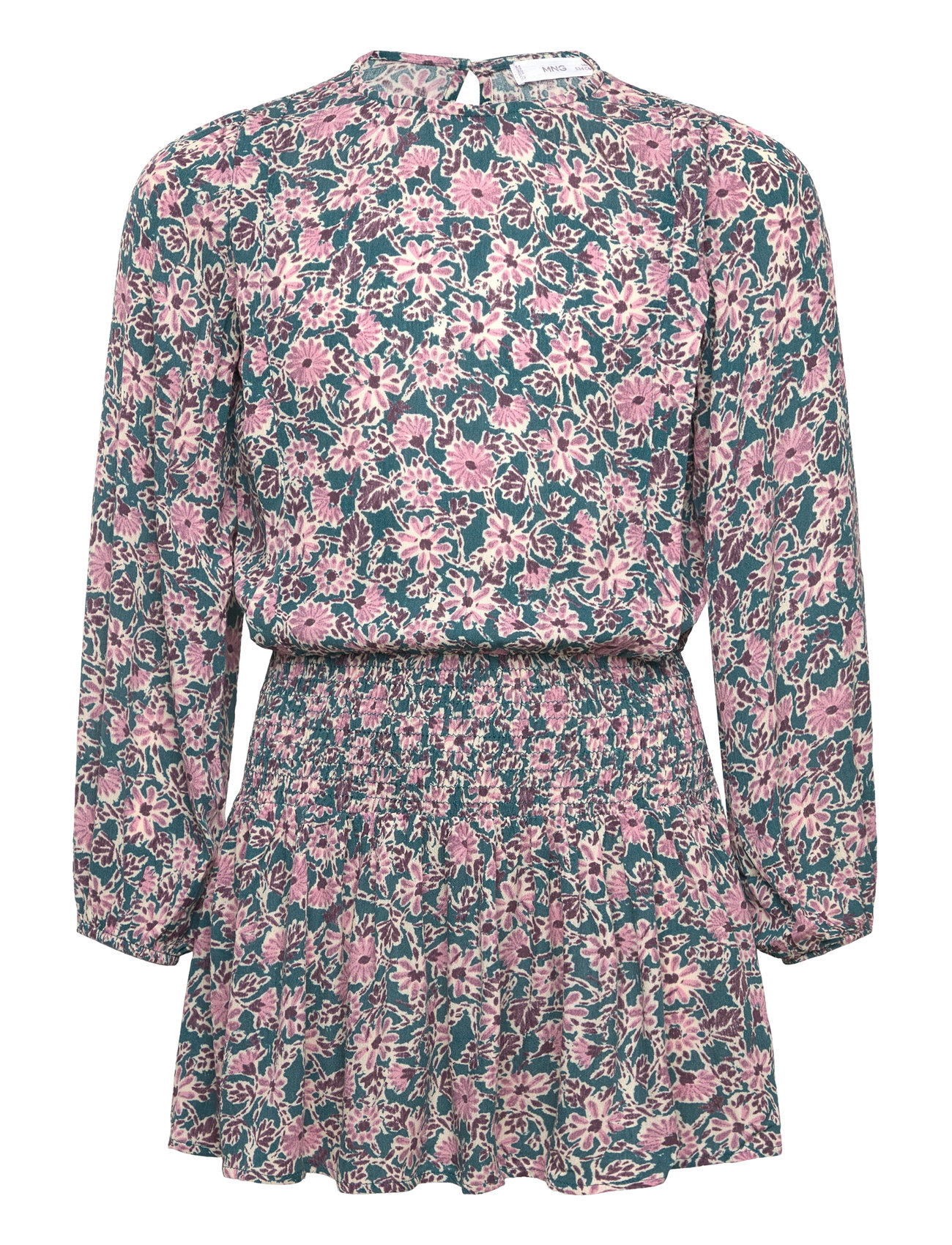 Mango Ruched Detail Flower Dress Rosa