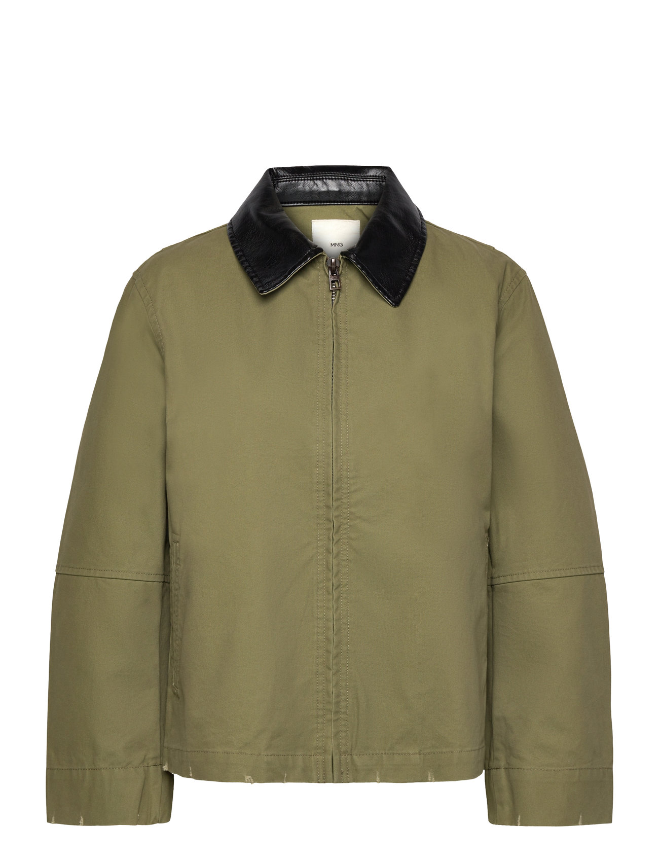 Cotton Jacket With Contrasting Collar Outerwear Jackets Light-summer Jacket Green Mango