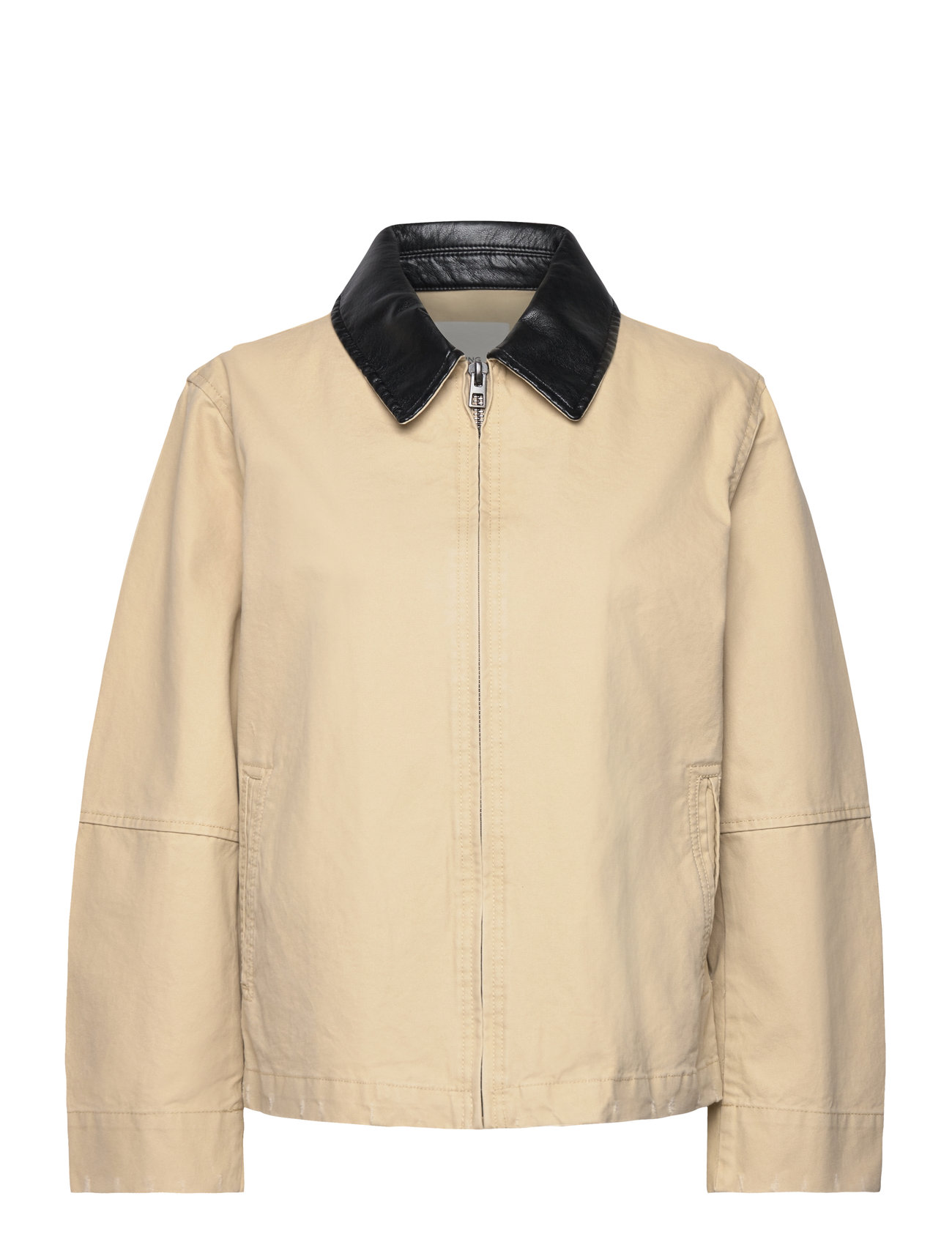 Cotton Jacket With Contrasting Collar Outerwear Jackets Light-summer Jacket Beige Mango