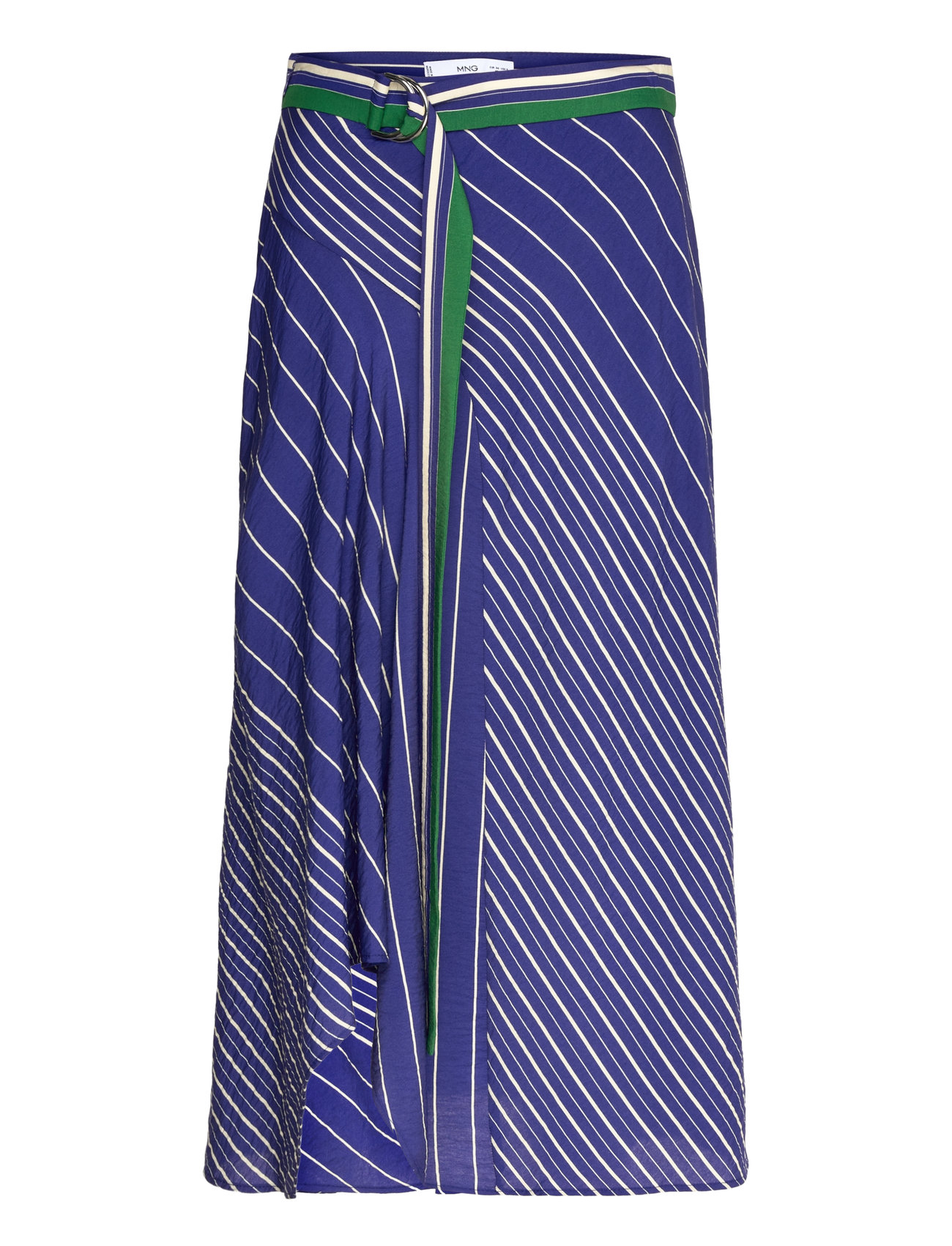 Striped Midi-Skirt With Belt Skirts Knee-length & Midi Skirts Blue Mango