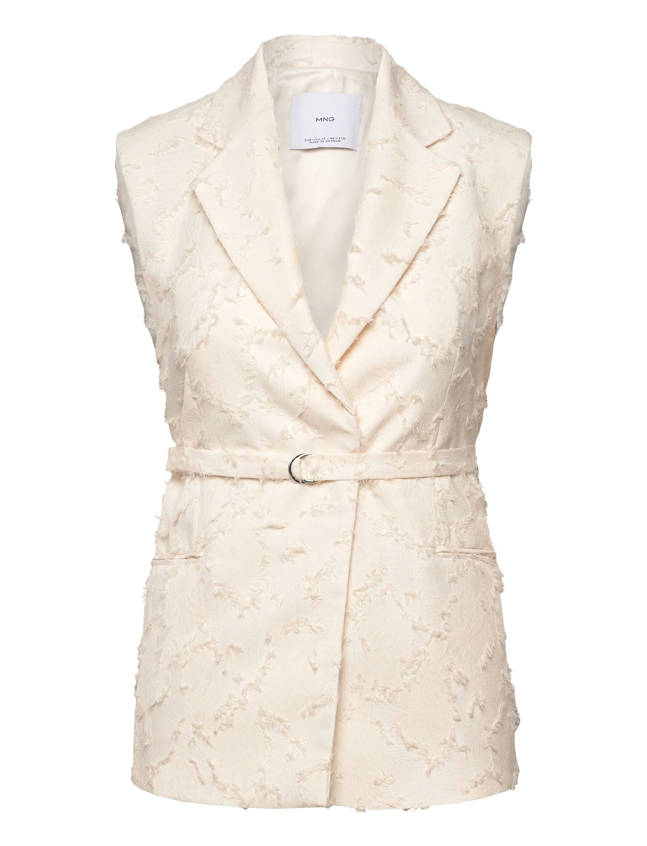 MANGO Textured Weste With Gürtel Cream - L - Damen