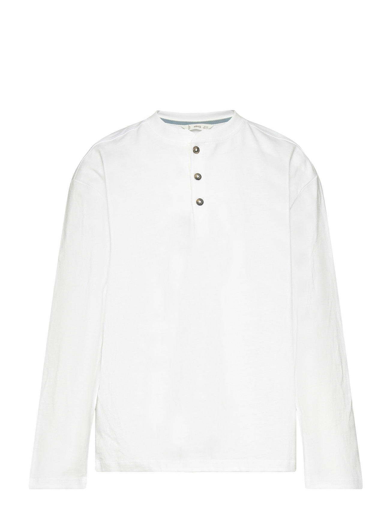 Mango Long Sleeve Cotton T-Shirt, 116, White, T-Shirts > Langærmede T-shirts, Børn