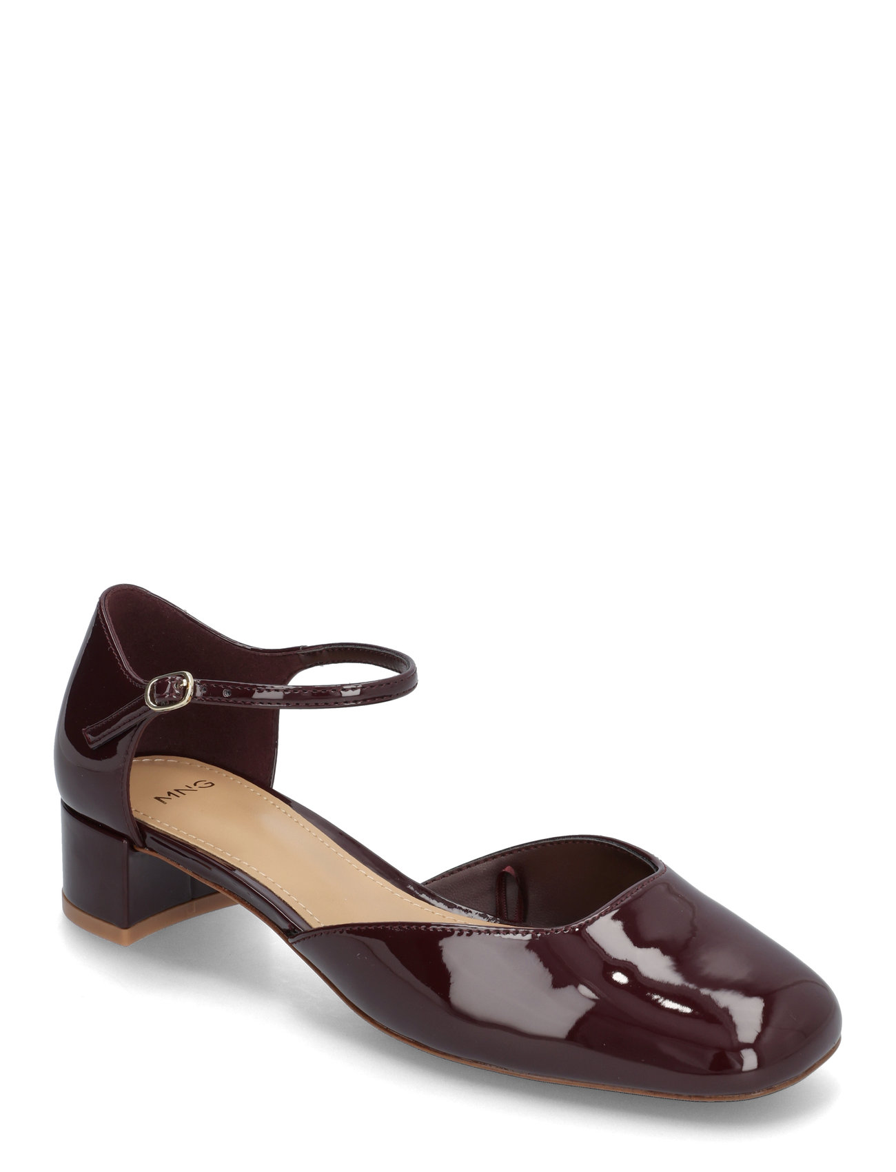 Mango Patent Heeled Skor Badskor Burgundy