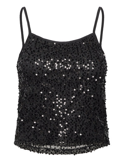 Mango Sequin Top With Spaghetti Strap - Ermeløse topper - Boozt.com