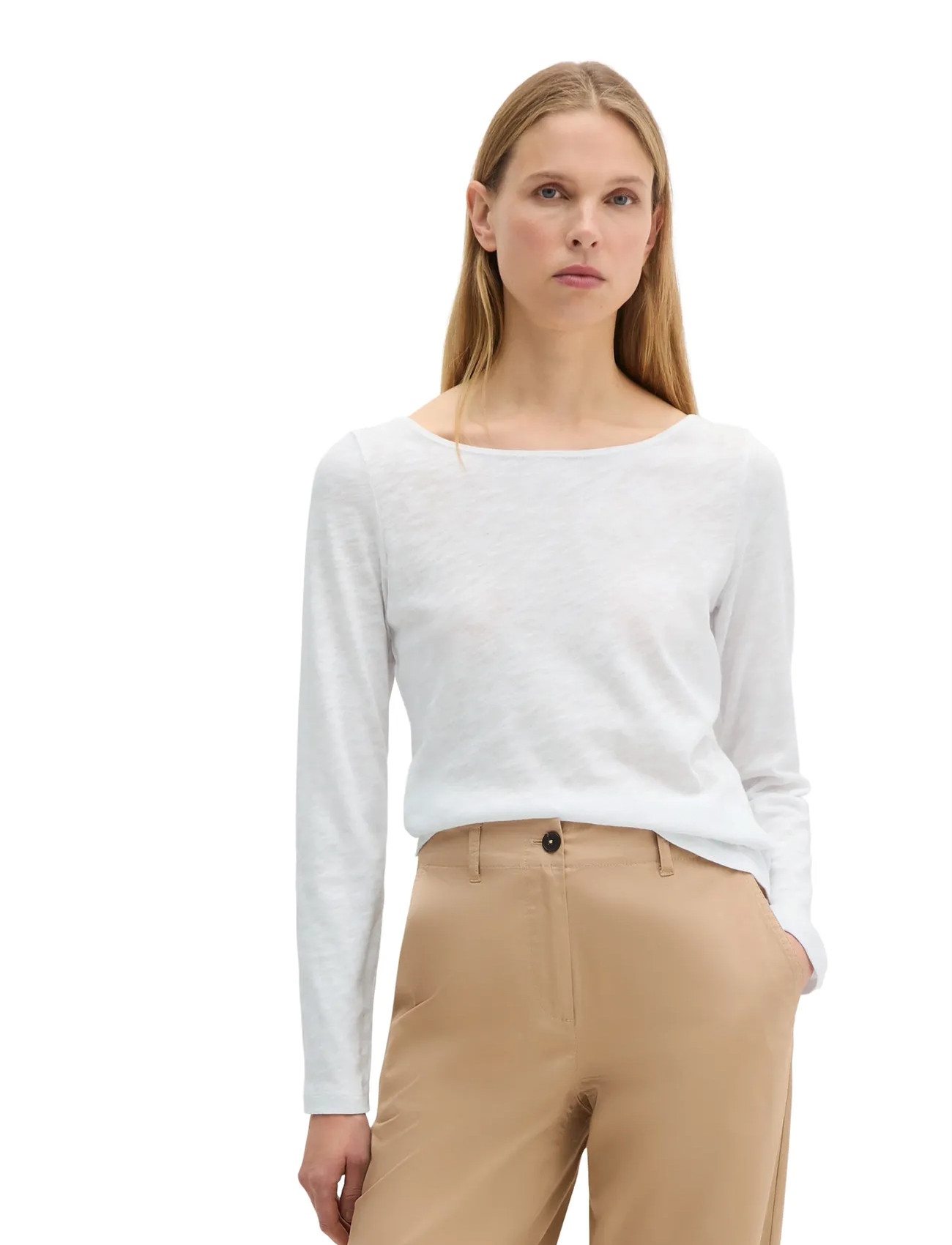 Marc O'Polo T-Shirts Long Sleeve, L, White, T-Shirts & Toppe > Langærmede, Dame