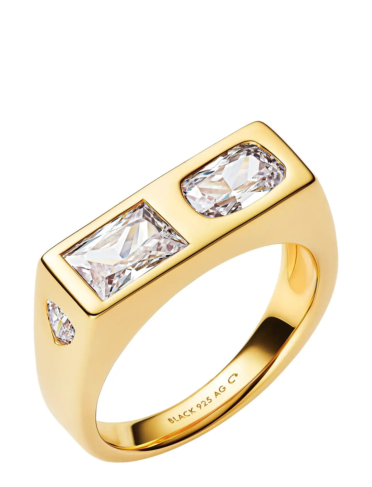 MARIA Schwarz Us Three Signet Ring Gold - 54 - Damen