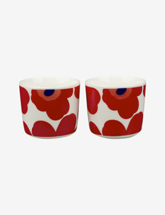 UNIKKO COFFEE CUP 2PCS W/OUT HANDLES - coffee cups - white, red