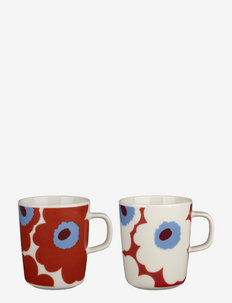 UNIKKO MUG 2PCS - coffee cups - white, tomato red, sky blue