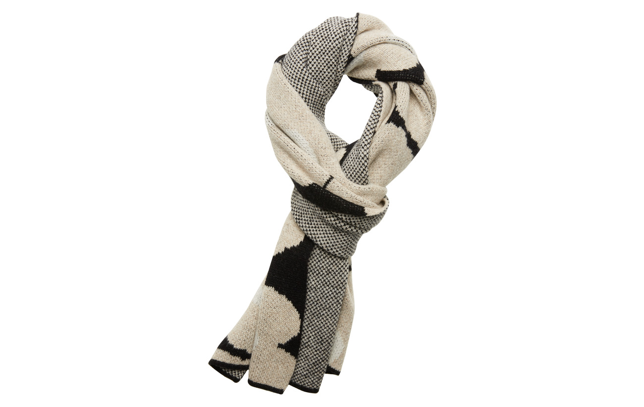 Marimekko AULIS UNIKKO Scarf, knitted - BLACK, BEIGE, WHITE