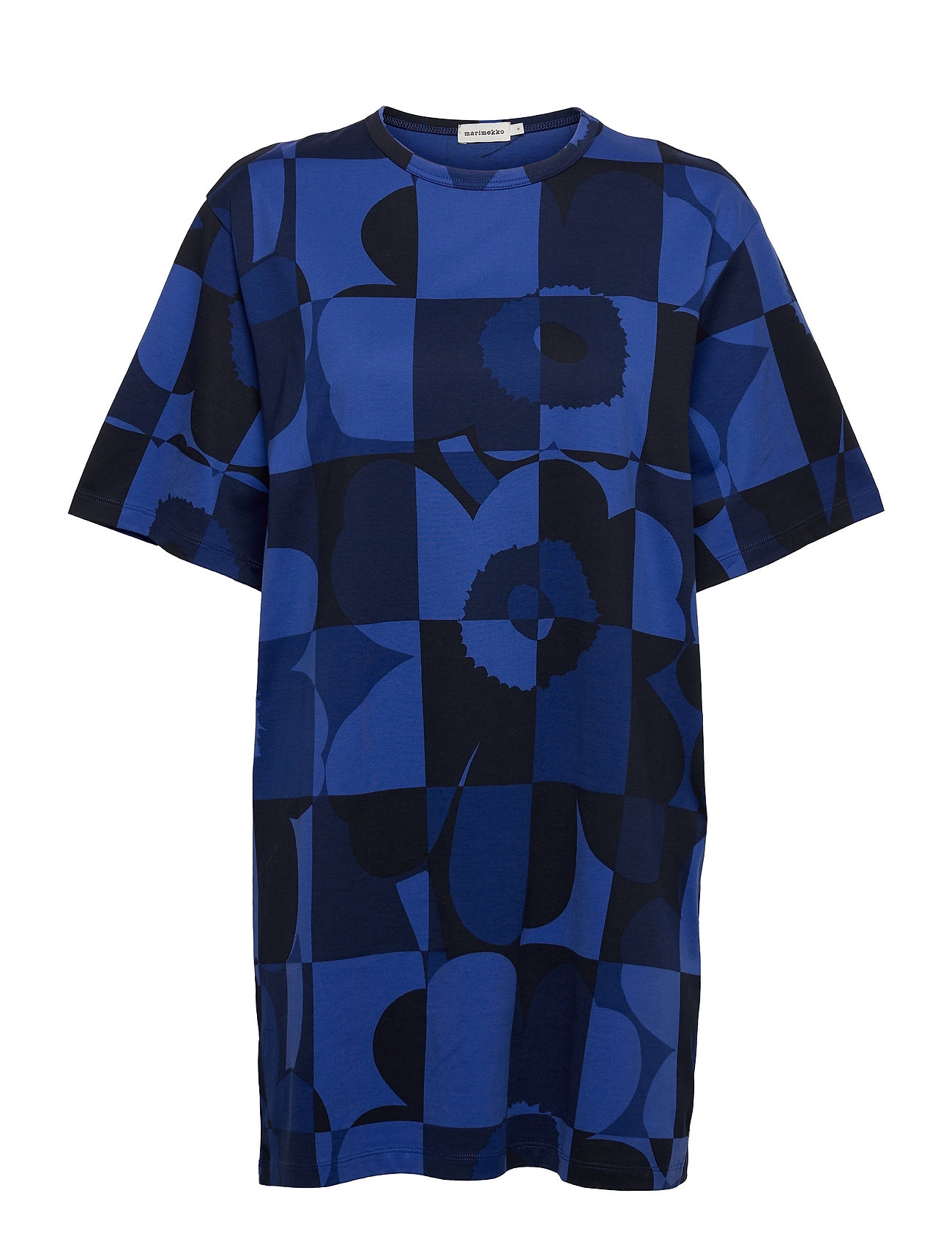 Loiva Ruutu-Unikko Dress Dresses T-shirt Dresses Sininen Marimekko