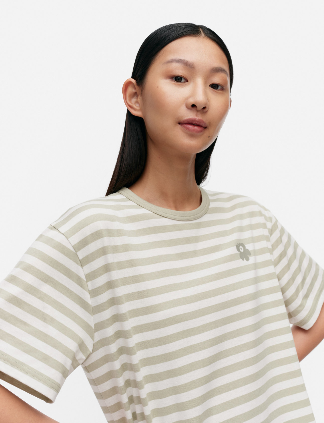 Marimekko Tasaraita Oversized Dress, 38, Khaki green, Kjoler > Knælange Og Midi, Dame