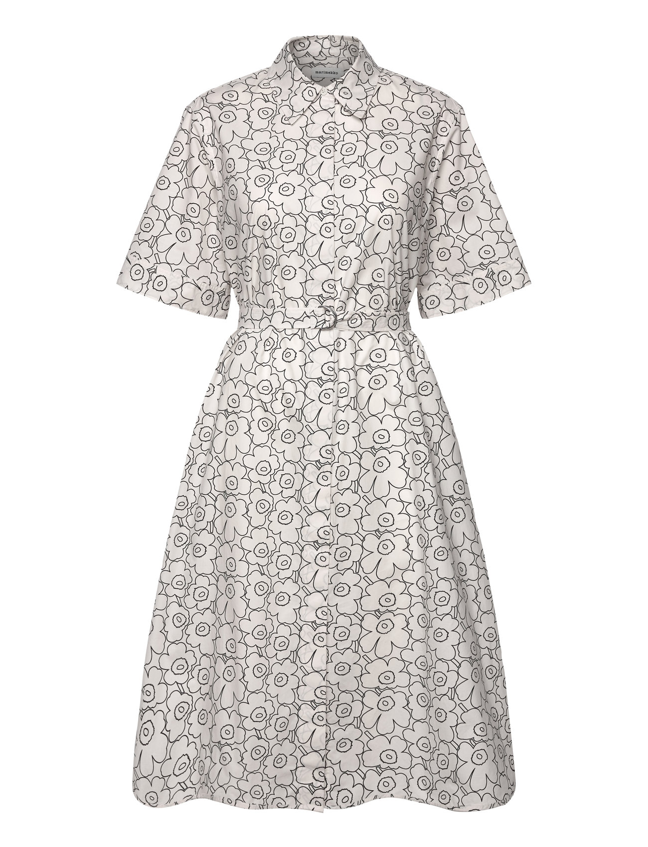 Popliini Piirto Unikko Knelang Kjole White Marimekko
