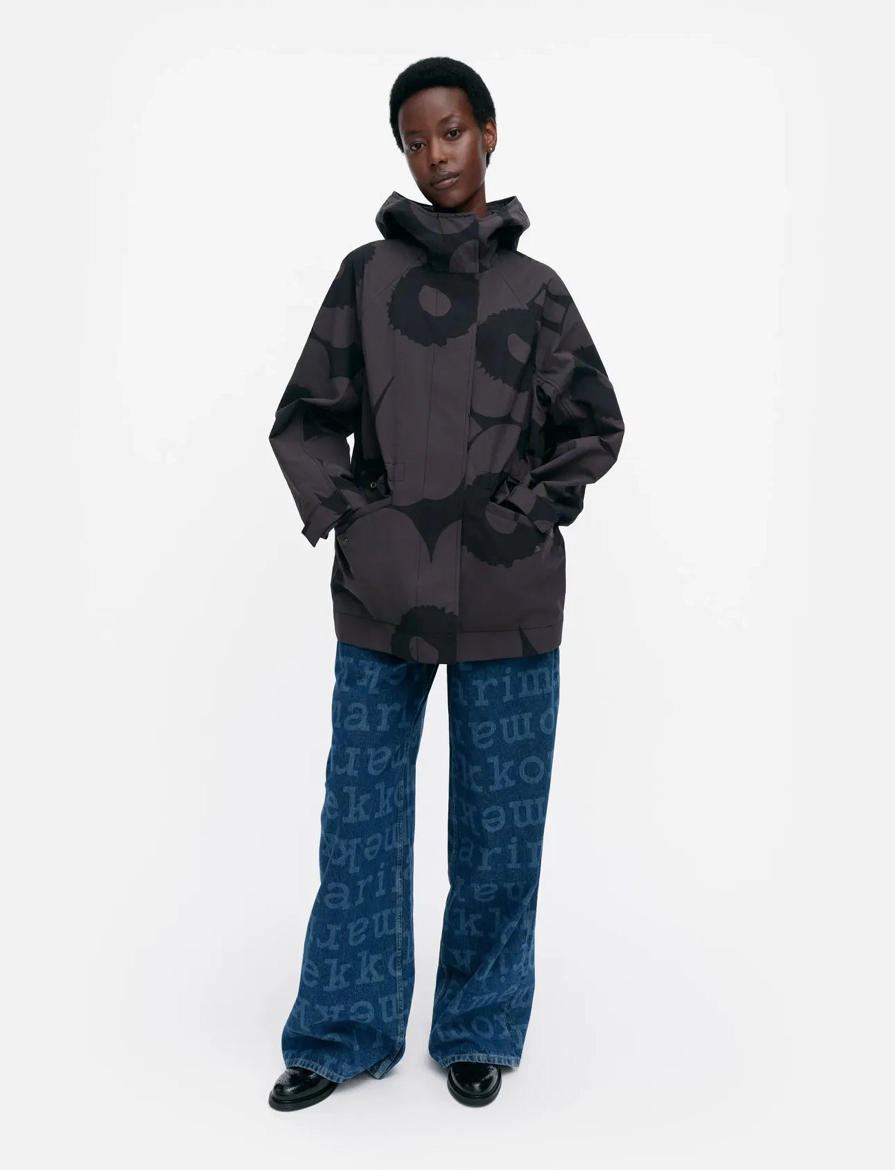 Marimekko Musteet Unikko, XXL, Black, Jakker > Utility-Jakker, Dame