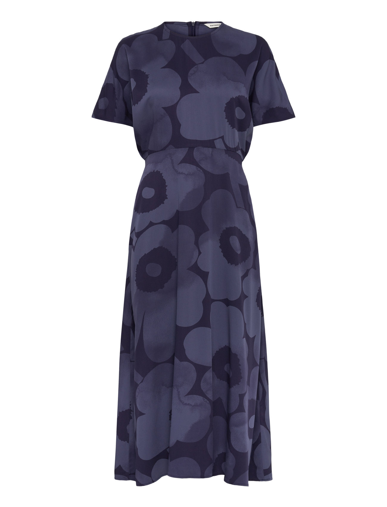 Heleä Akvarelli Unikko Knelang Kjole Navy Marimekko