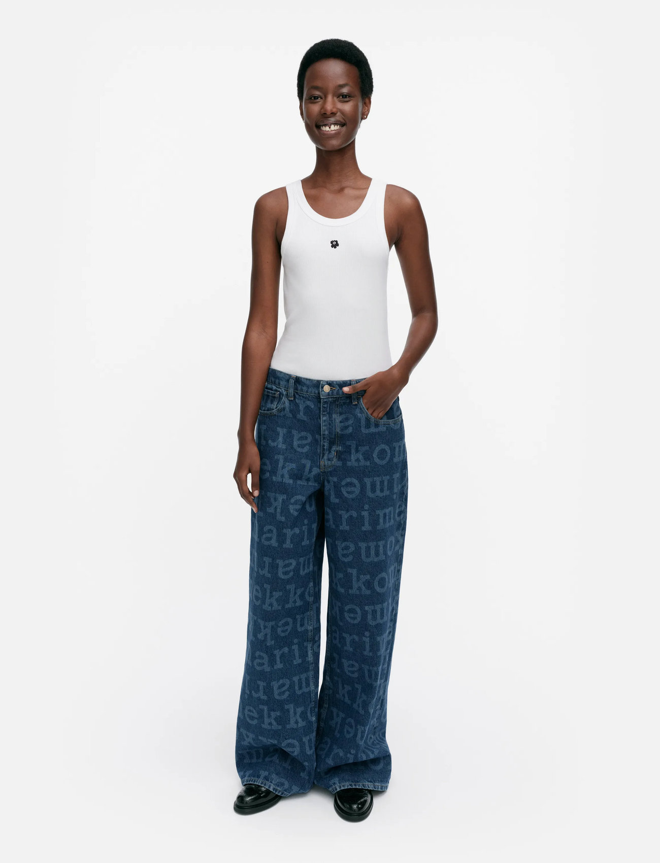 Marimekko Maridenim Loose Logo, 30 x 32, Blue, Jeans > Vidde, Dame