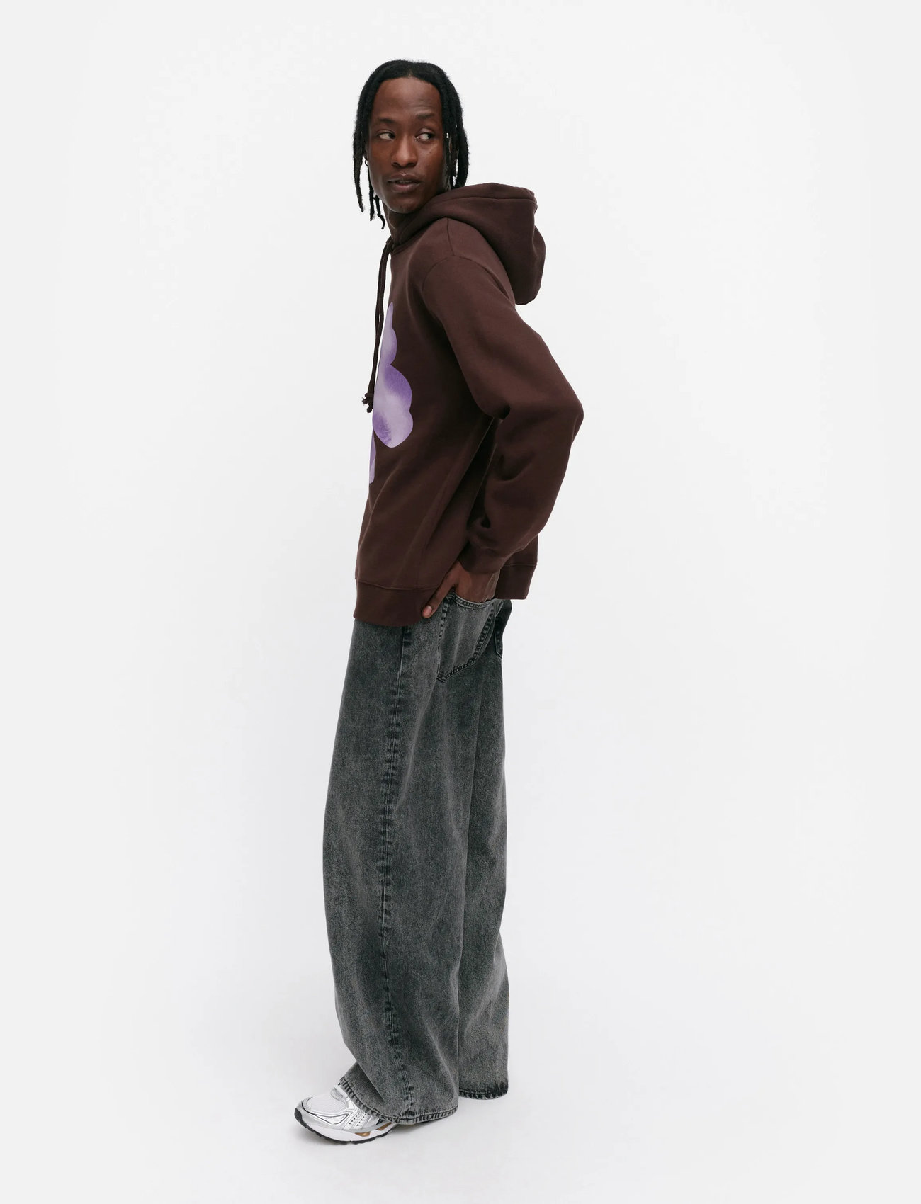 Marimekko Runoja Unikko Placement, S, Brown, Sweatshirts & Hættetrøjer > Hættetrøjer, Dame