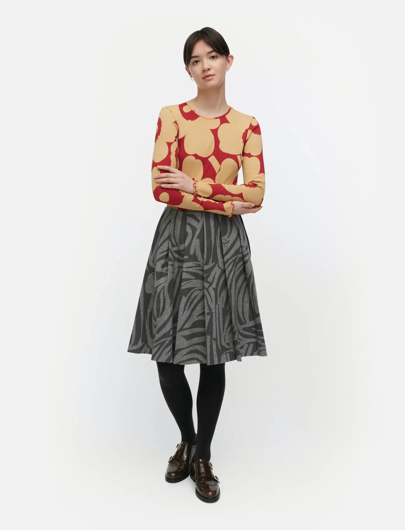 Marimekko Floraali Unikko, S, Red, T-Shirts & Toppe > Langærmede, Dame