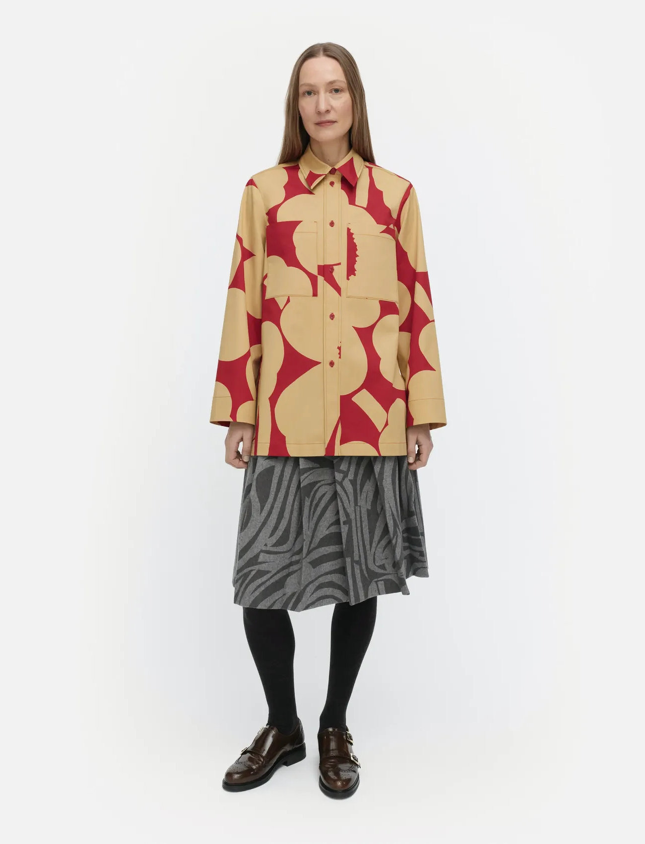 Marimekko Maaria Unikko, 44, Red, Skjorter > Langærmede, Dame