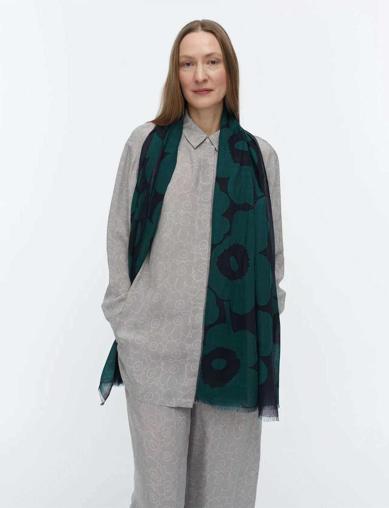 Marimekko Fiore Unikko, One Size, Green, Tørklæder > Letvægtstørklæder, Dame