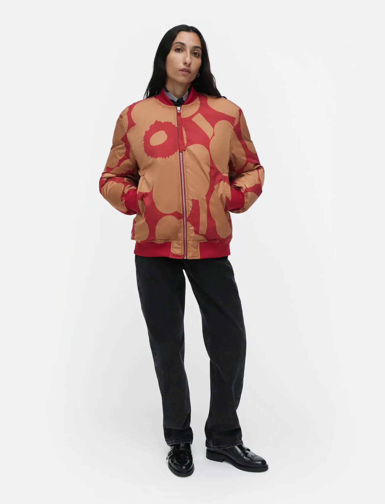 Marimekko Blossa Unikko, L, Red, Jakker > Bomberjakker, Dame