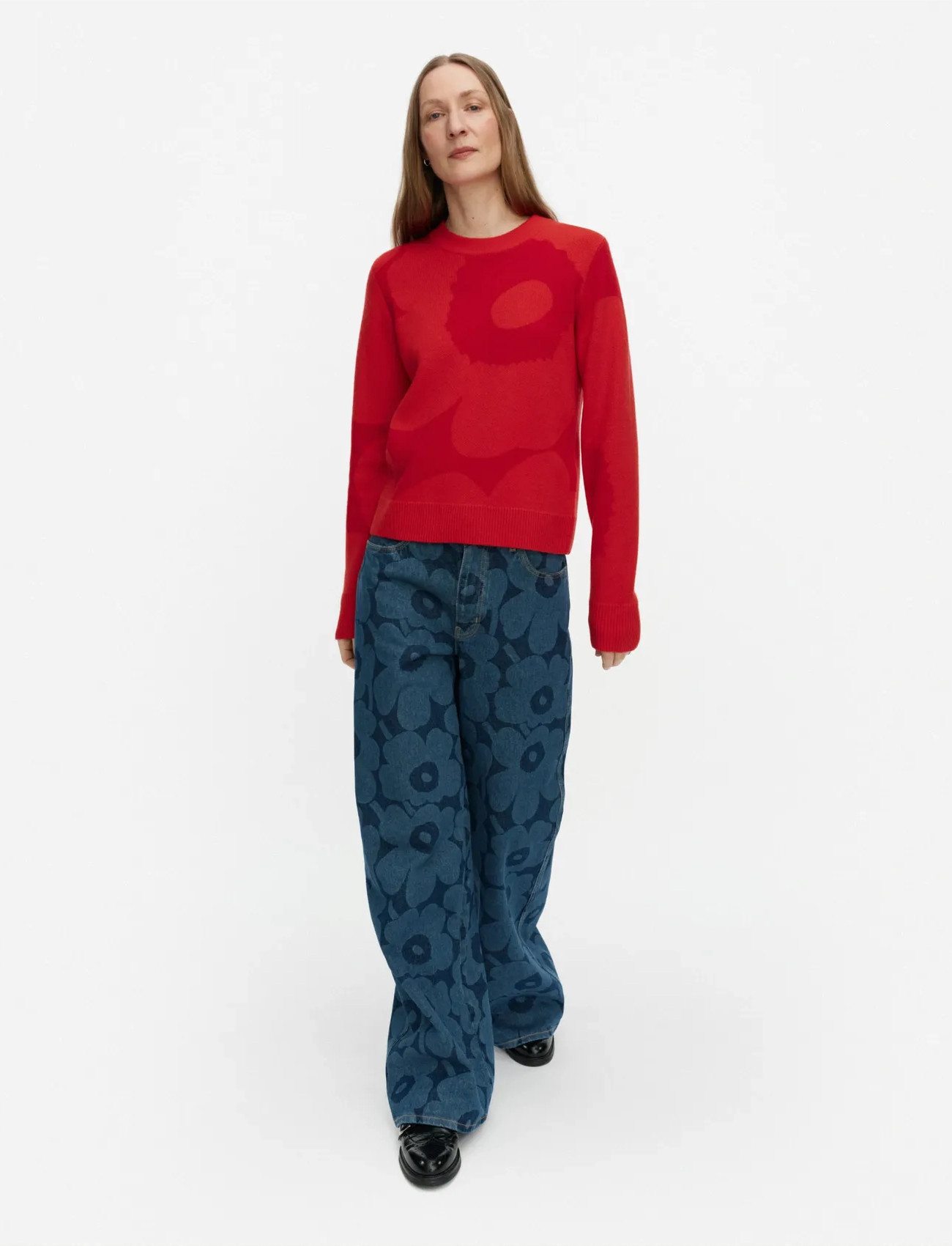 Marimekko Aukio Unikko, XL, Red, Strik > Trøjer, Dame