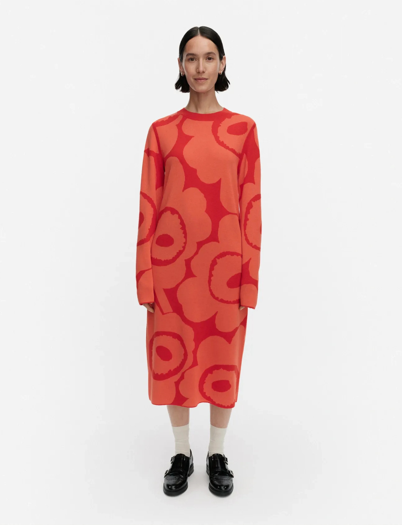 Marimekko Ennallaan Unikko, L, Red, Kjoler > Strikkede Kjoler, Dame