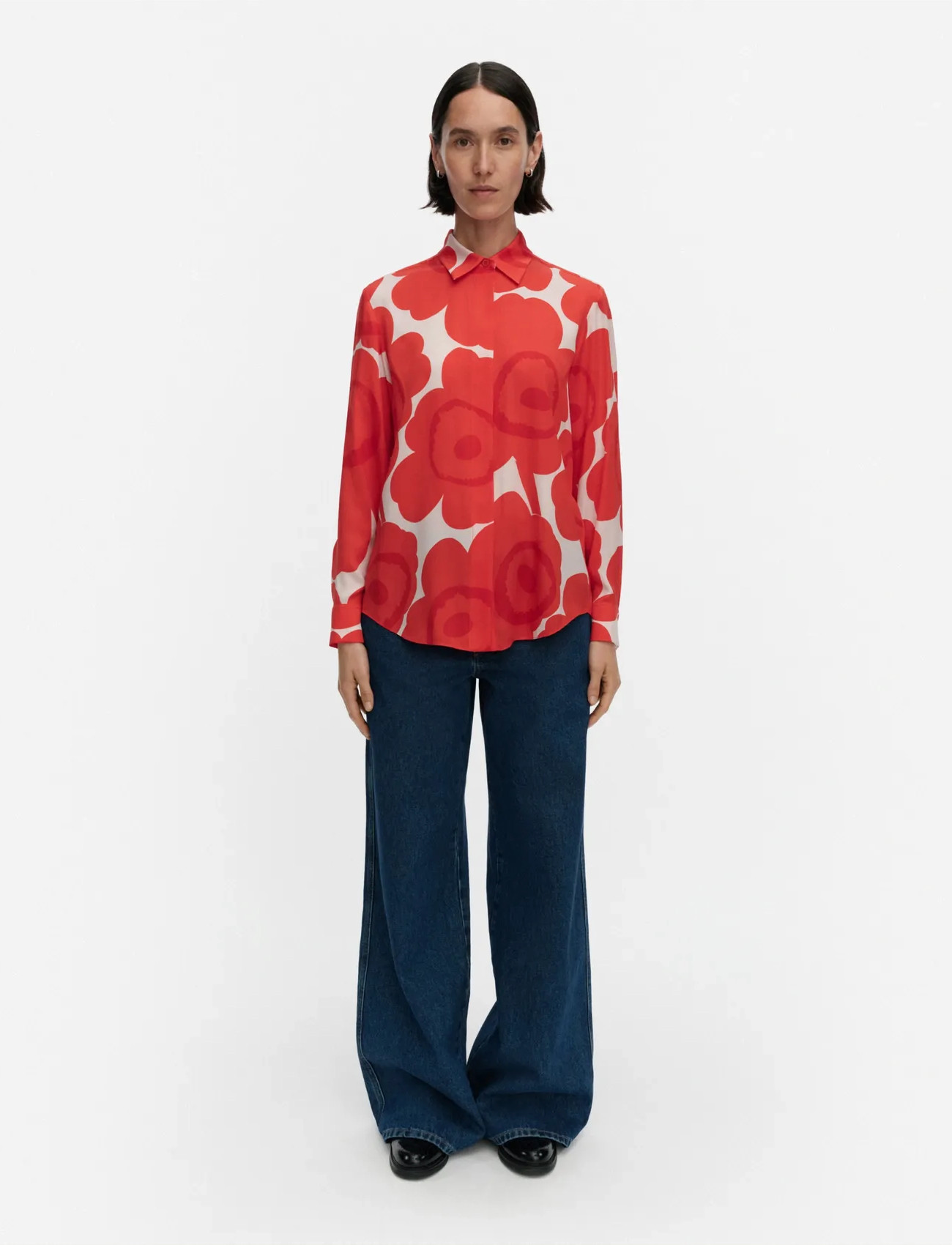 Marimekko Maija Unikko, 34, Red, Skjorter > Langærmede, Dame