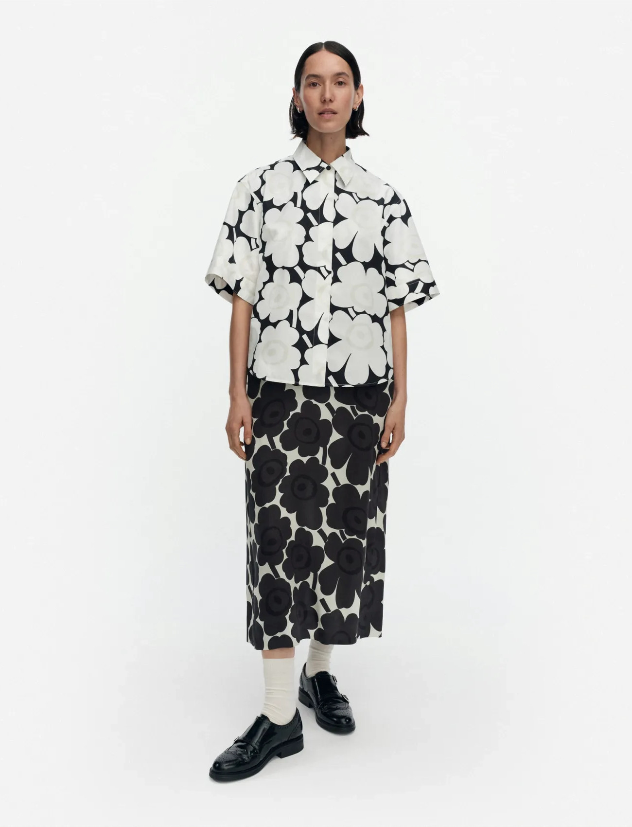 Marimekko Standardi Unikko, 40, White, Skjorter > Kortærmede, Dame