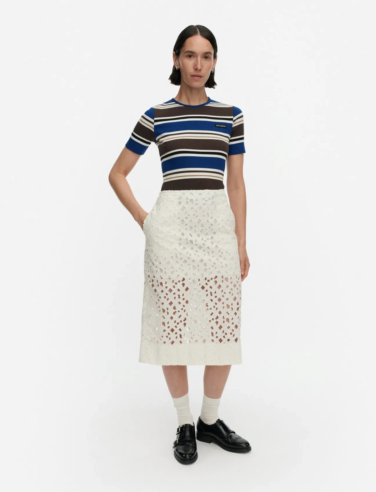 Marimekko Nokkeluus Keidas, 36, White, Designere > Knælange Og Midi Nederdele, Dame